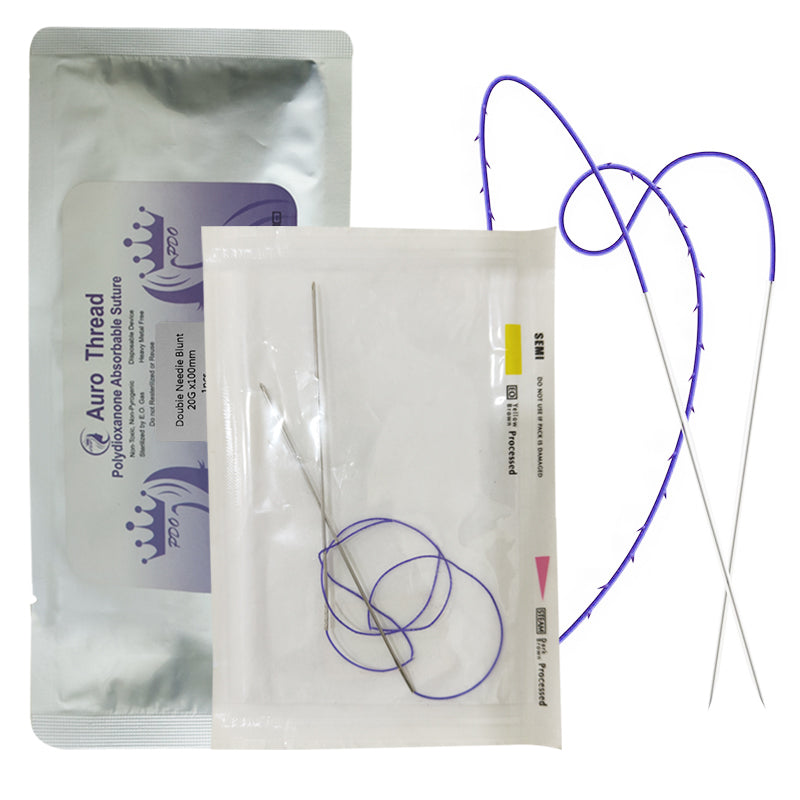 Hilo de doble aguja Auro PDO para levantamiento de cejas Jaline afilado y romo