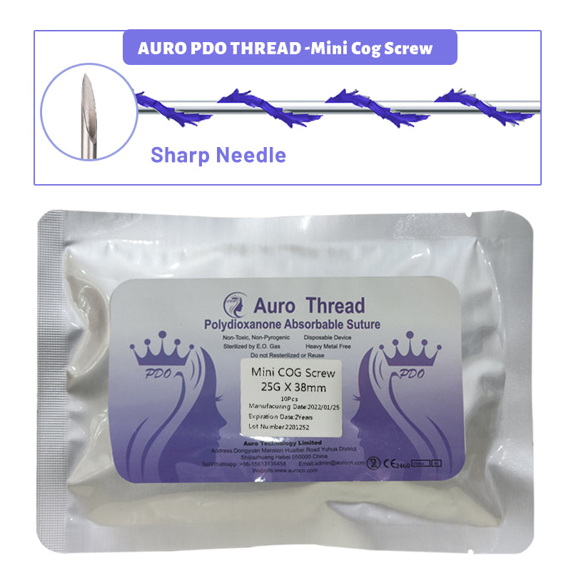 Auro PDO Mini Cog Screw Threads 25G Sharp Needle Delicate Area Tightening Lift