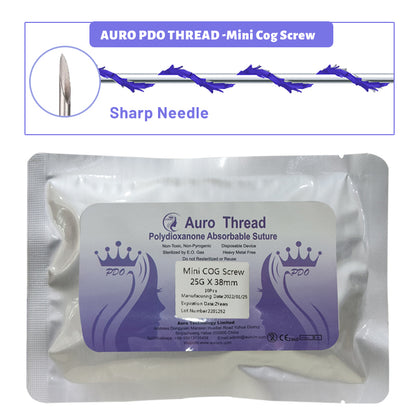Auro PDO Mini Cog Screw Threads 25G Sharp Needle Delicate Area Tightening Lift