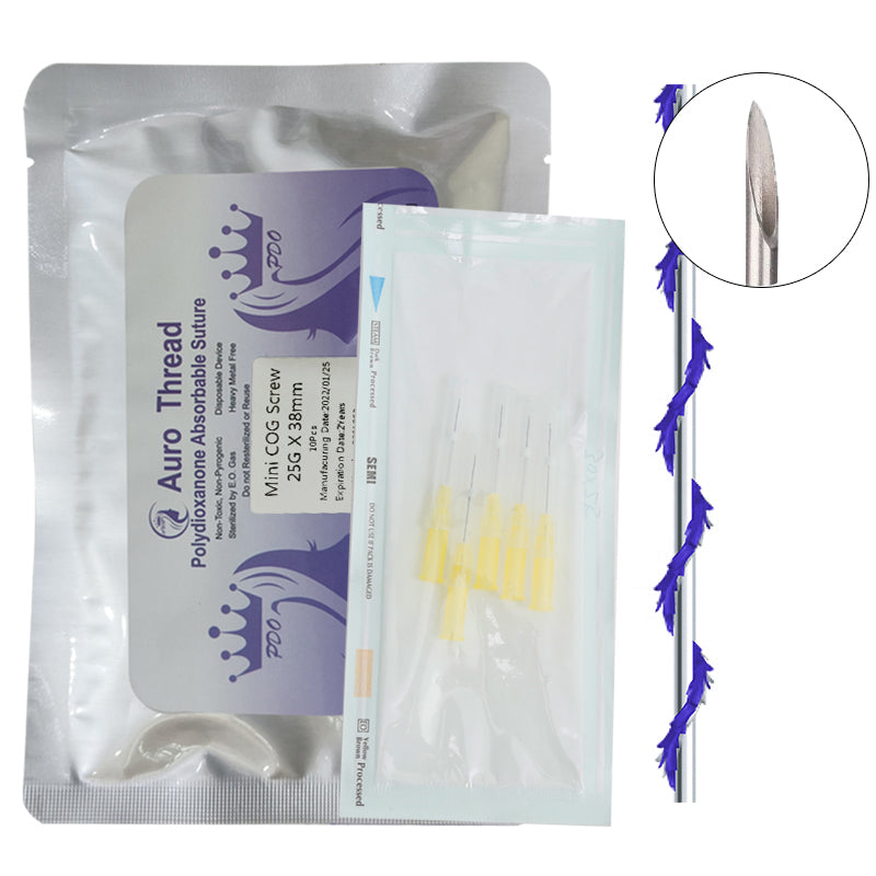 Auro PDO Mini Cog Screw Threads 25G Sharp Needle Delicate Area Tightening Lift
